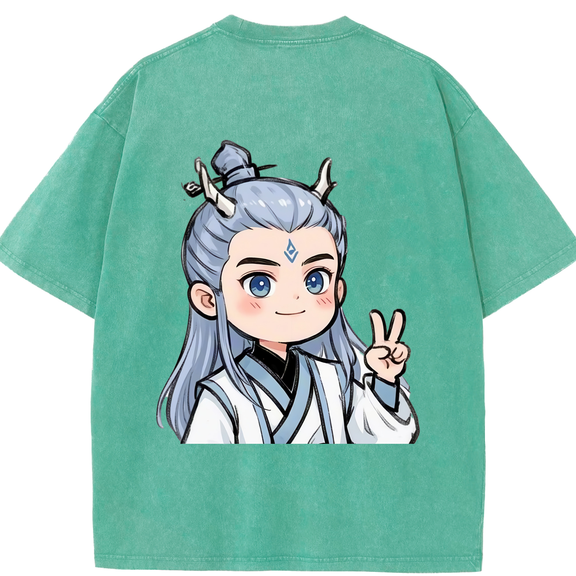 （画像用） Ne Zha 2 ナタ 魔童の大暴れ 綿100% ヴィンテージ風 半袖Tシャツ（背面プリント）
